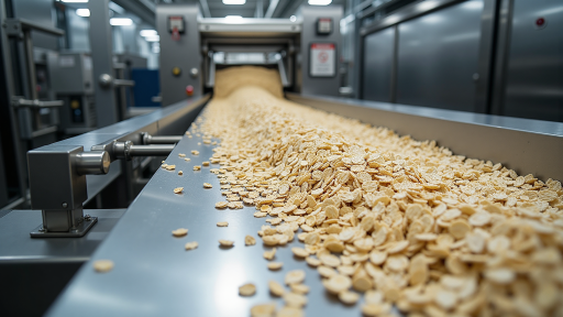 螺旋输送机设备，金属外壳，螺旋叶片结构，展现连续输送特点